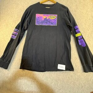 Crunchyroll Godzilla Long Sleeve Graphic T-Shirt Black Purple Mens Medium M